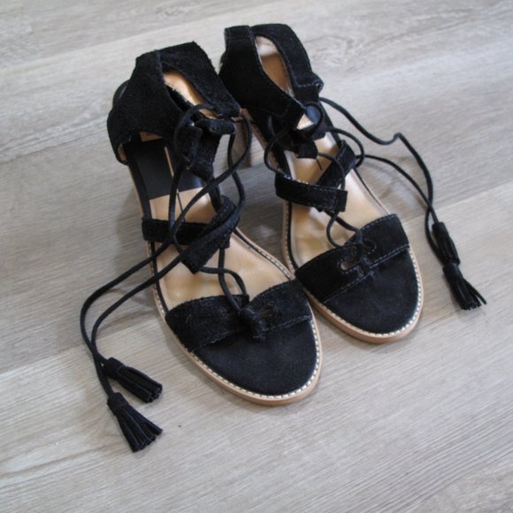 Dolce Vita Shoes - DOLCE VITA Black Suede Lace Up Sandals
